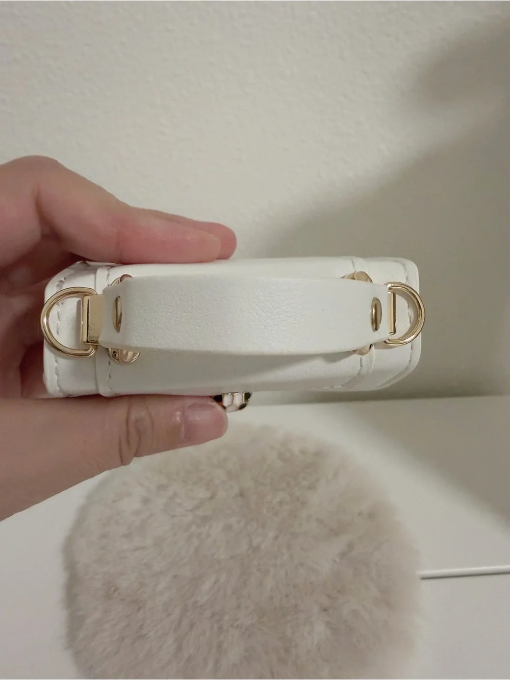 Mini White Snake Clasp Bag Charm